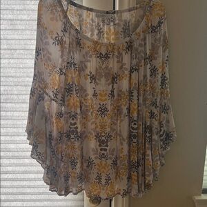 Fever Floral Peasant Tunic - Yellow & Gray